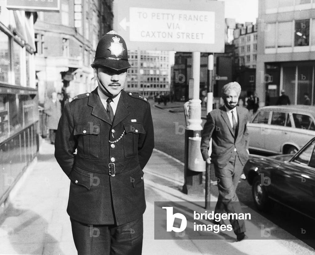 Piari Singh Kenth London's first Sikh police officer in 1969 (b/w photo)