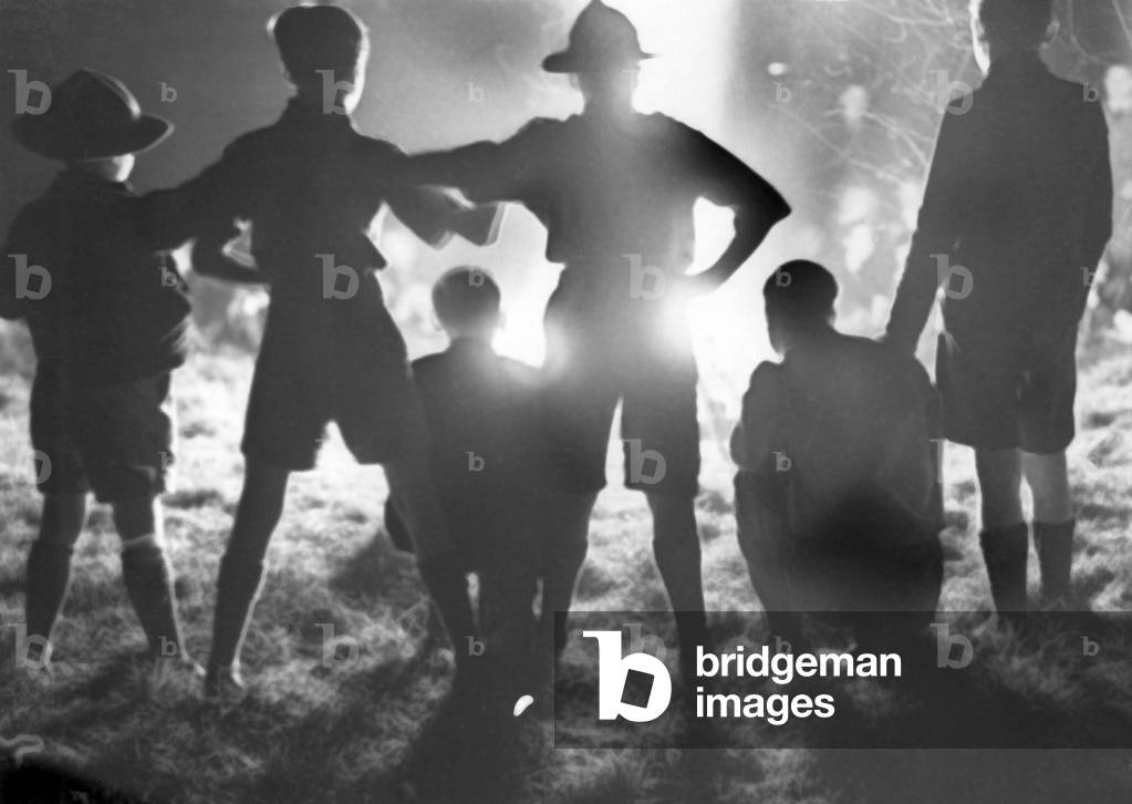 Boy Scouts pictured during Guy Fawkes, Teesside, Circa 1964 (b/w photo)