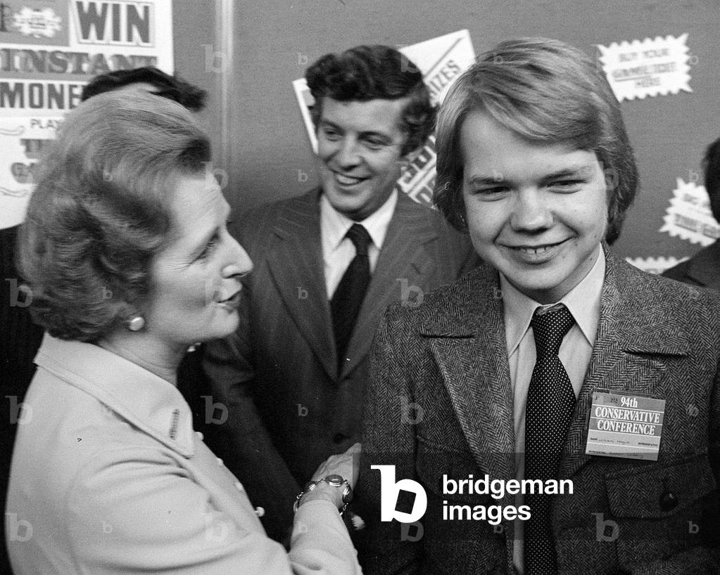 Margaret thatcher and William Hague, Conservative Party Conference, October 1977 (b/w photo)