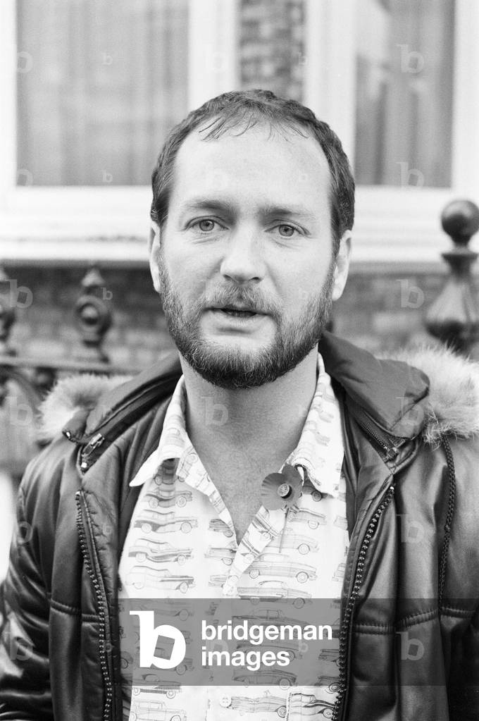 DJ Kenny Everett, pictured outside his Lexham Gardens flat in Kensington, London, 1st November 1985.