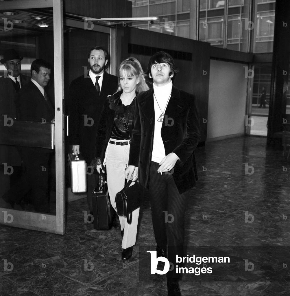 Ringo Starr with his wife Maureen, 19th February 1968 (b/w photo)