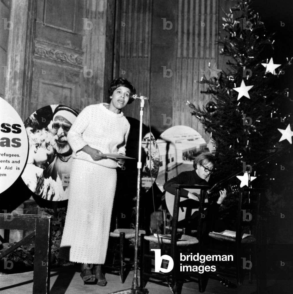 At a lunchtime concert at St. Pauls Cathedral today, West Indian folk singer Nadia Cattouse entertained an audience. Donations will be sent to Christian Aid and Christian Action, December 1969