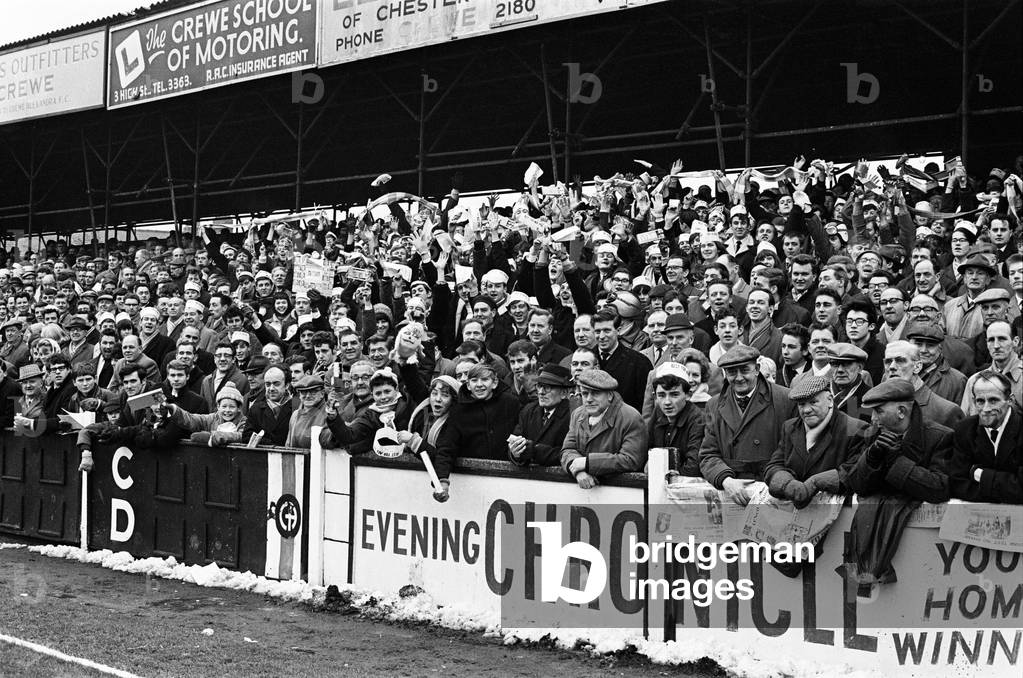 Crewe 1-1 Coventry, FA Cup match at The Alexandra Stadium, Saturday 12th February 1966 (photo)