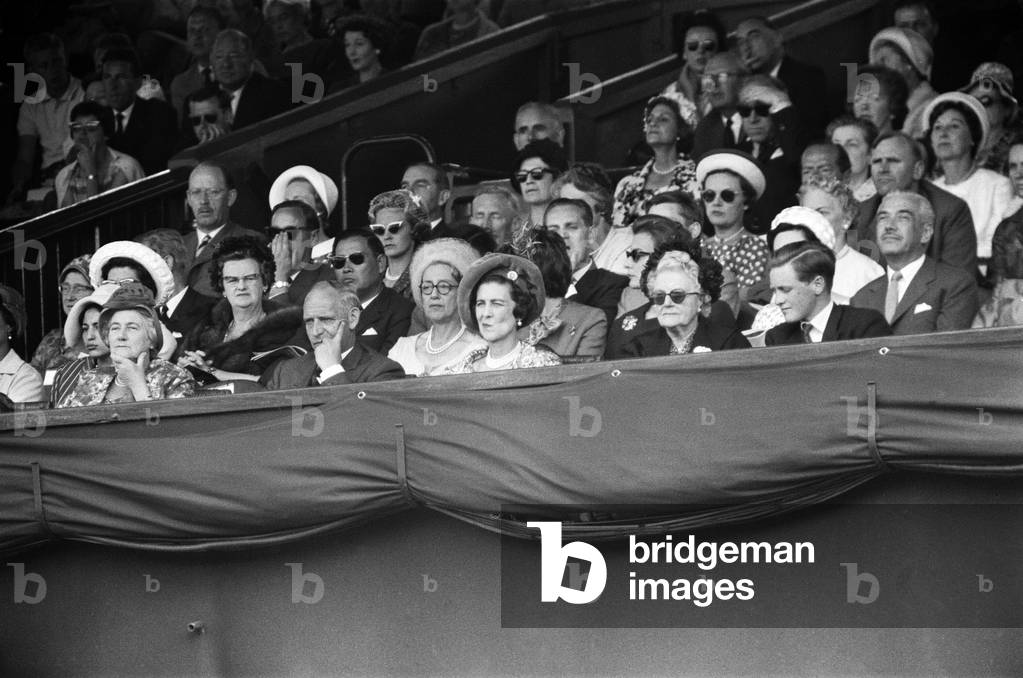 Lady Churchill pictured at Wimbledon. 28th June 1961 (b/w photo)