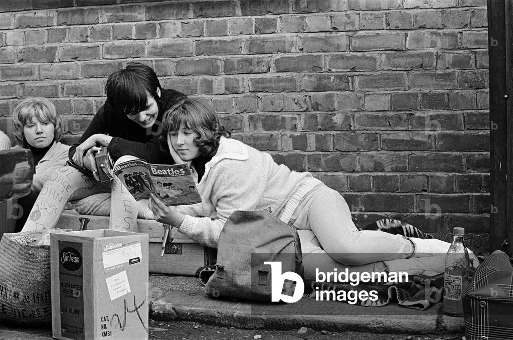 Beatles fans queue for tickets in Newcastle Upon Tyne, 21st November 1963 (b/w photo)