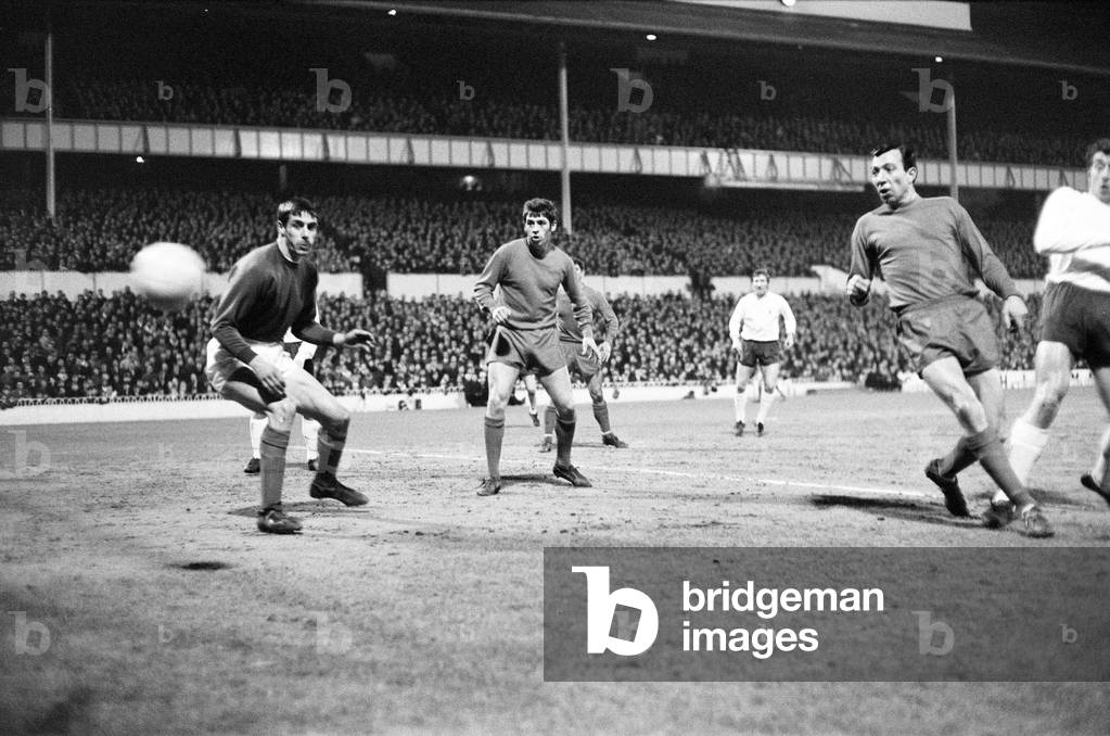 English League Division One match at White Hart Lane. Tottenham Hotspur 0 v West Bromwich Albion 0. John OsborneÕs defence stand firm in a 0-0 Friday night draw. 1st March 1968 (photo)