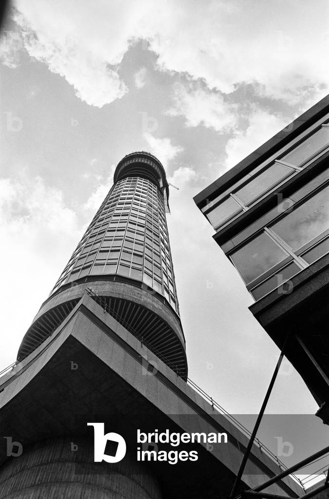 Construction of the GPO Tower, London. 15th July 1964 (b/w photo)