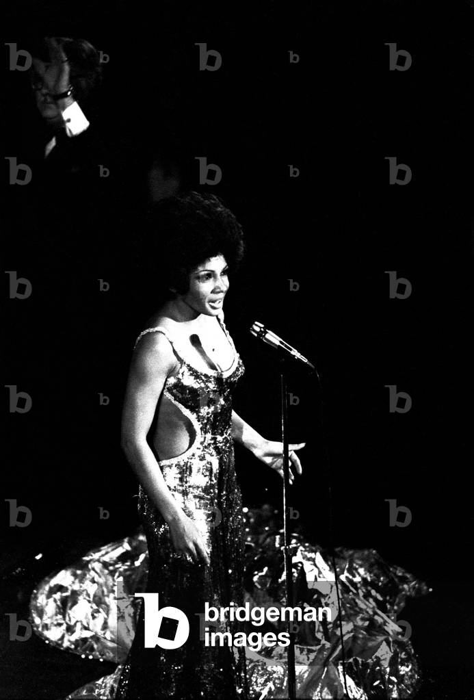 Shirley Bassey performing on stage in concert at Newcastle City Hall 30th April, 1971