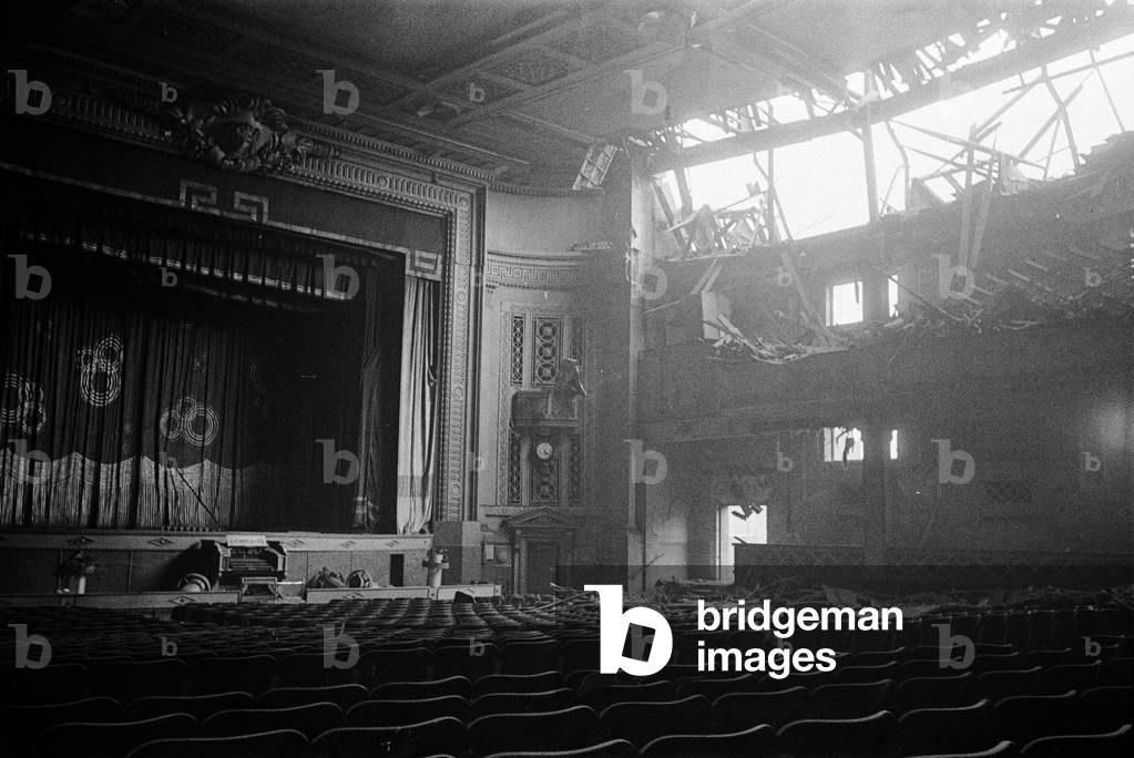 V2 Rocket incident at a N.F.S workshop, Ilford. 8th February 1945 (b/w photo)