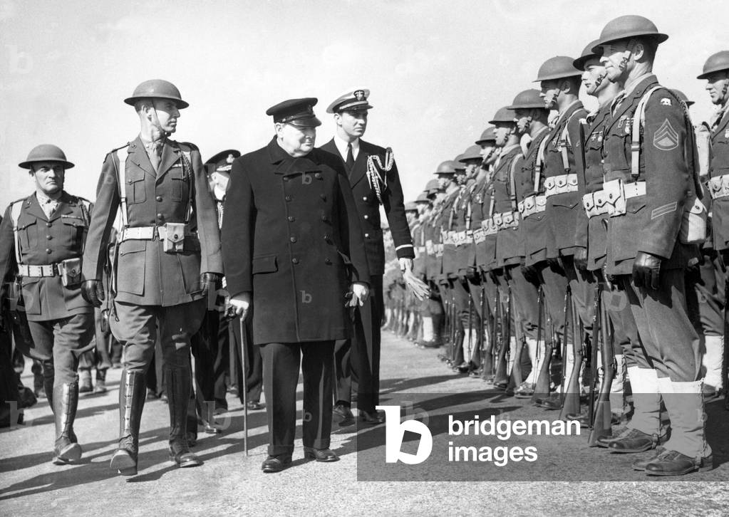 Winston Churchill visit to Iceland on his return journey from his historic Atlantic meeting with President Roosevelt, pictured on 16th August 1941 (b/w photo)