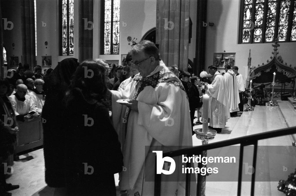 St Patrick's Day Service, Birmingham, 17th March 1970 (b/w photo)