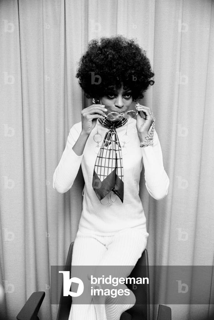Diana Ross at a press call to promote her new record 'Love Child' 19th November 1968 (b/w photo)