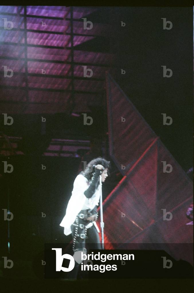 Michael Jackson seen here after performing on stage at Wembley during the Bad concert tour 14th July 1988 (photo)