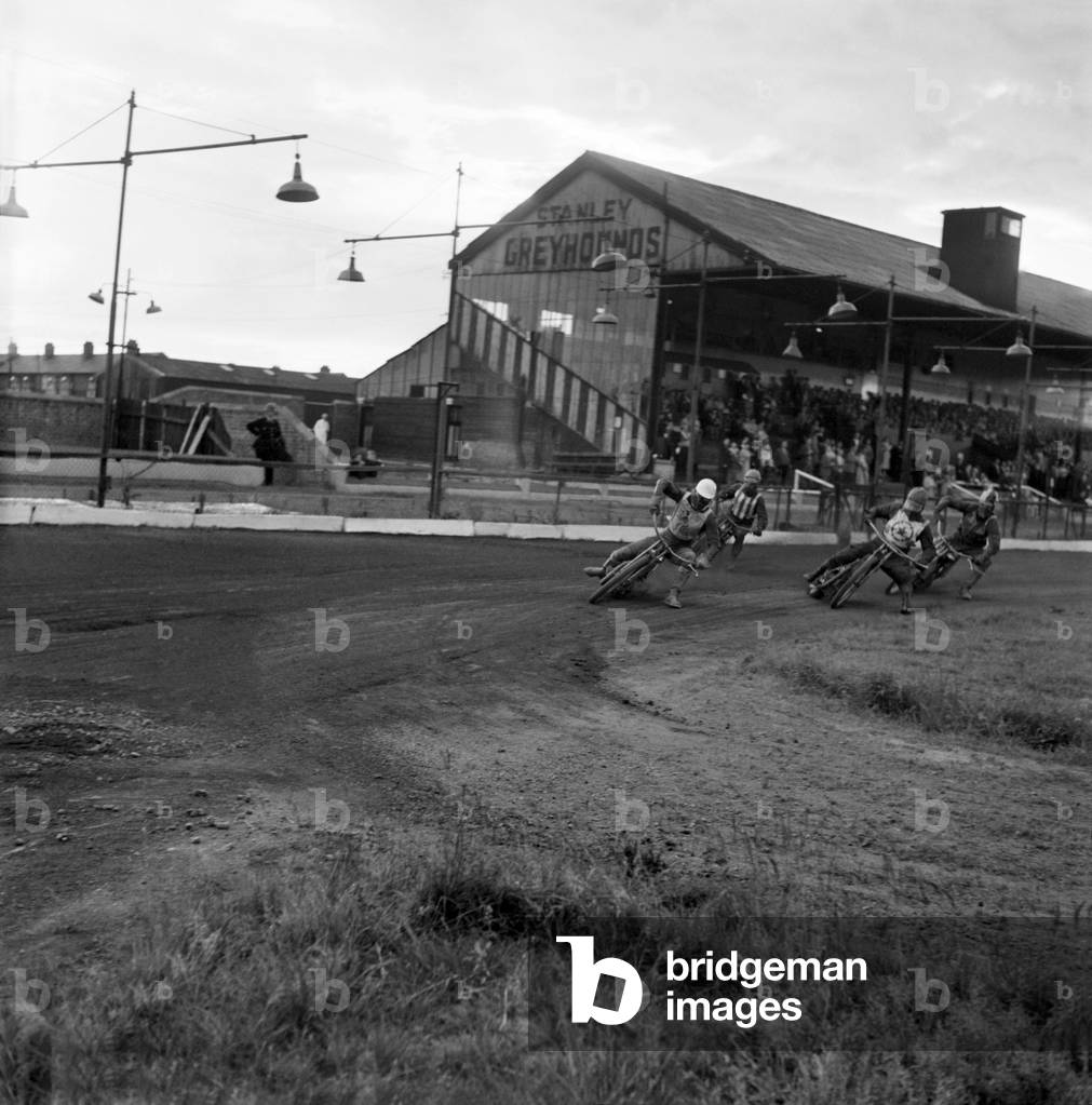 Speedway action at Liverpool World Championship. June 1960
