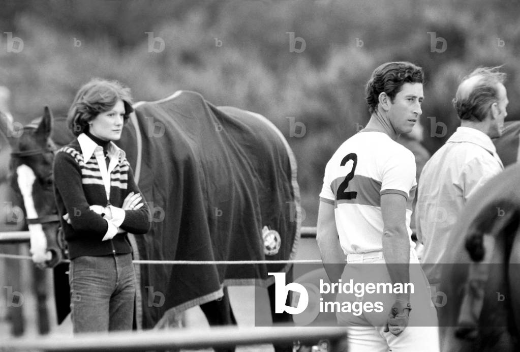 Prince Charles. Polo at Windsor with girlfriend Lady Sarah Spencer, June 1977