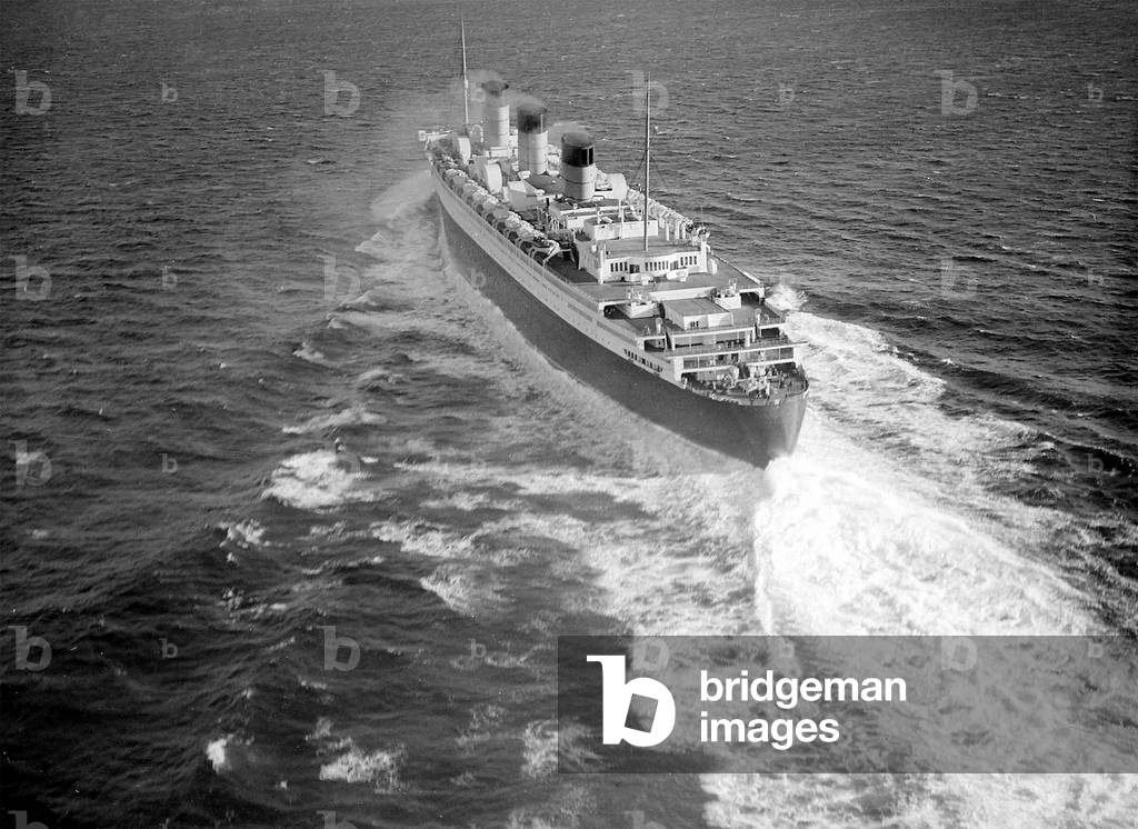 Ship Queen Mary, 27th May 1936 (b/w photo)
