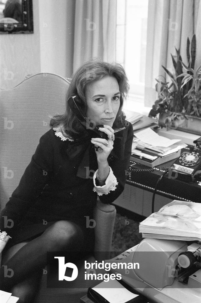 Helen Gurley Brown, February 18, 1922 to August 13, 2012, American author, publisher, and businesswoman. Notably, she was editor-in-chief of Cosmopolitan magazine for 32 years. Pictured in her New York Office, 22nd May 1970 (b/w photo)