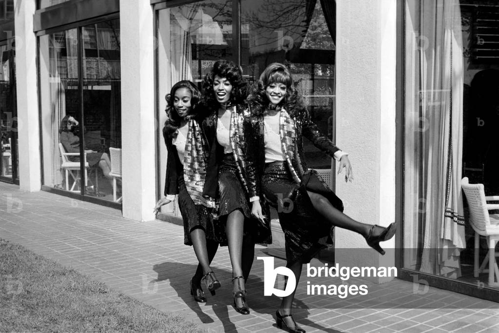 American Pop Group The Three Degrees, April 1975 (b/w photo)