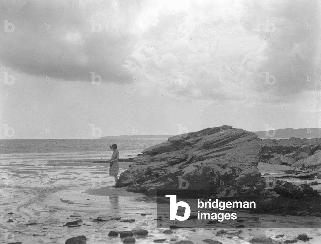 A young girl seen here on the beach near Par, Cornwall, August 1927