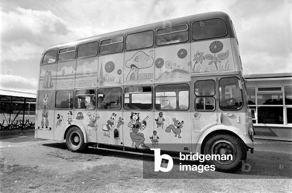 Northern Ireland Belfast August 1972. One of the five Play Buses that help bring a little happiness to the children caught up in the troubles. August 1972 72-9485-008