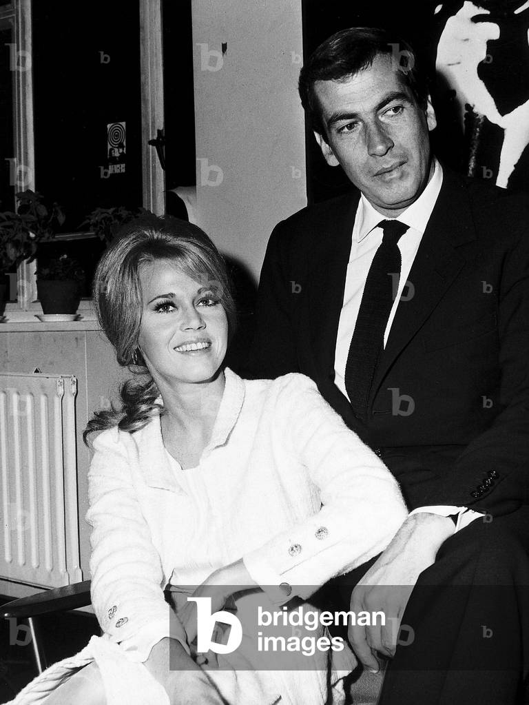 Jane Fonda Actress with husband Roger Vadim shortly before appearing on British television in the Eamon Andrews Show, 11/10/1965
