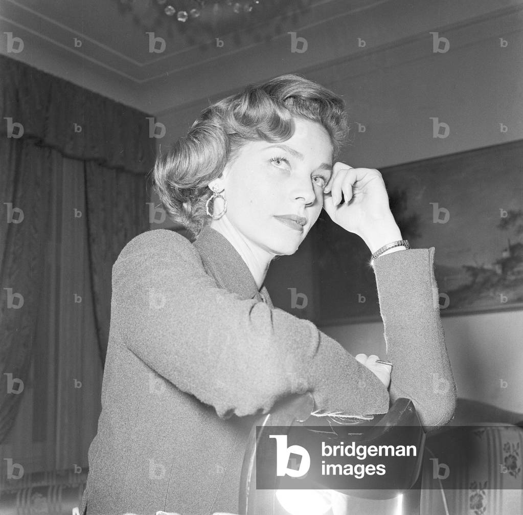 Actress Lauren Bacall seen here just after arriving in Rome to be wife her husband, who is filming 