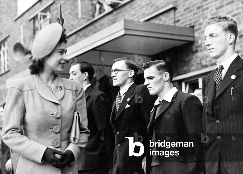 Queen Elizabeth II, Princess Elizabeth visits Finchale Abbey Centre for Disabled Persons where she opened a new wing, 23/10/1947