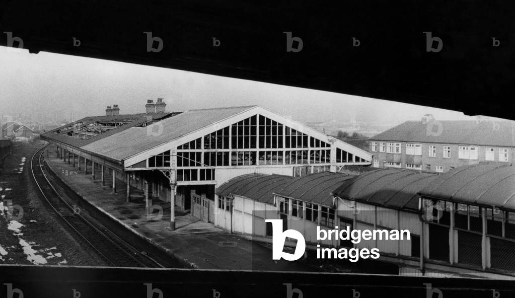 Felling Railway Station before the buildings were demolished on 3rd February 1971 (b/w photo)