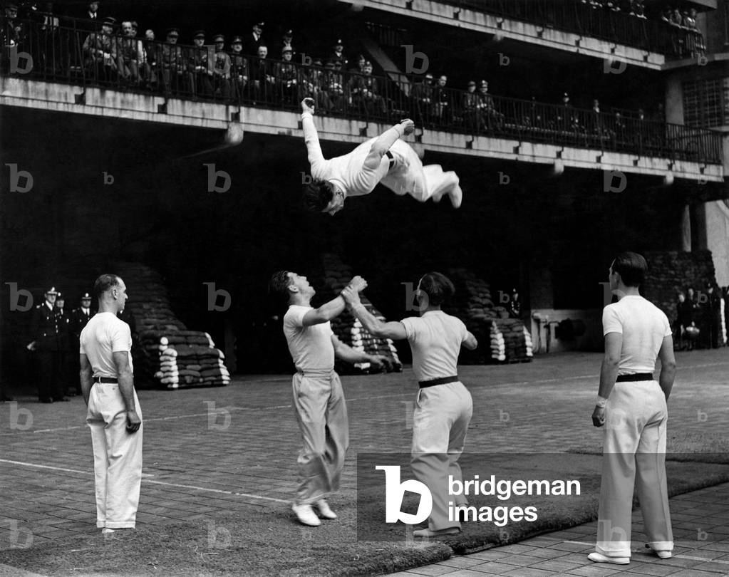 Firemens Agility display team giving demonstration. June 1942