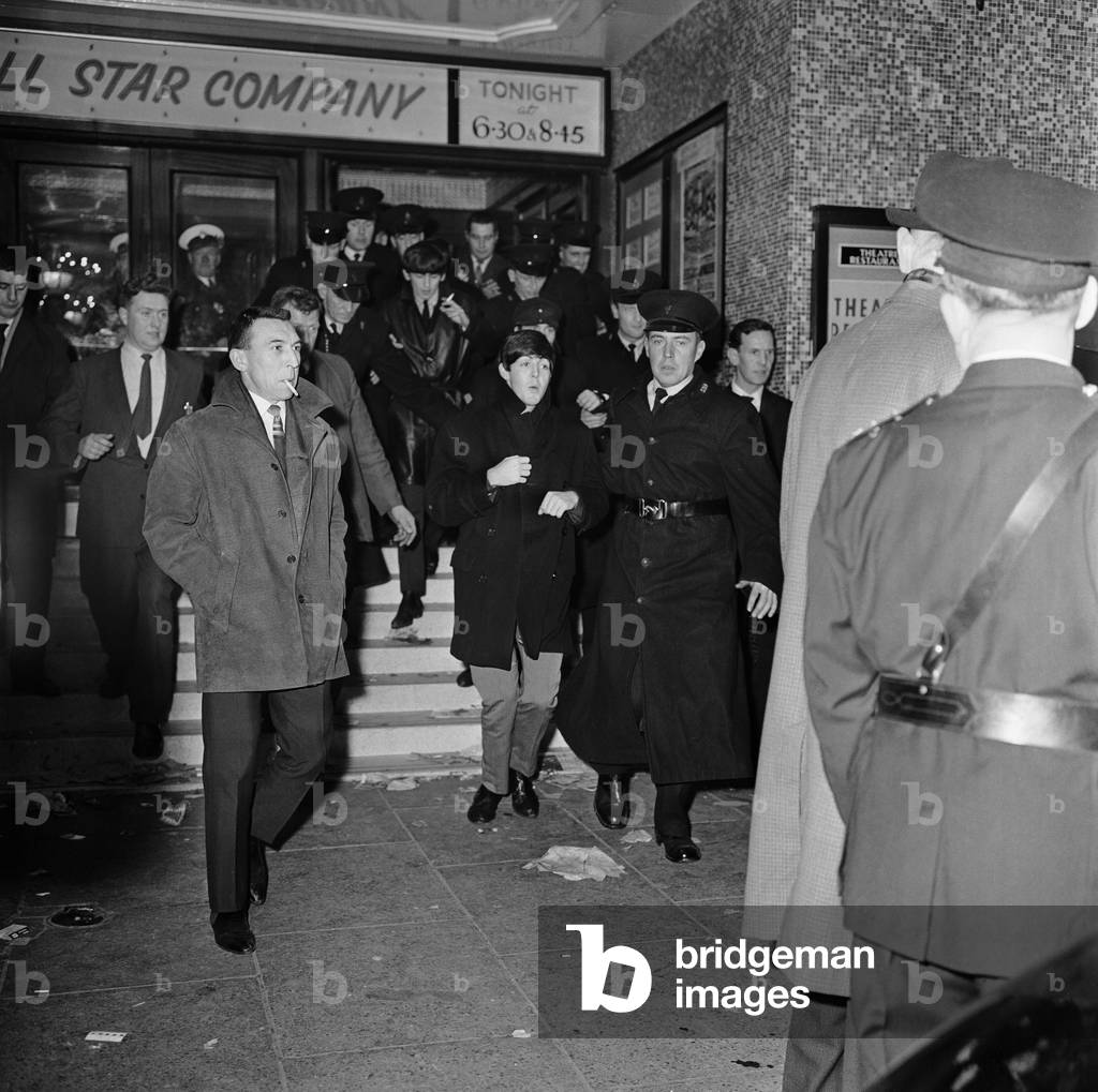Pop Group The Beatles performance at the Ritz Cinema, Belfast in Northern Ireland.
Paul McCartney. 
8th November 1963
