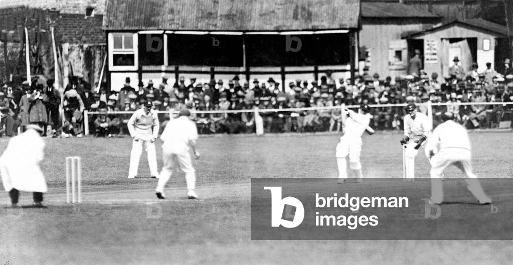 W.M Woodfull the Australian Captain jumps out to drive, he scores. Australia in England, May 1930 (b/w photo)