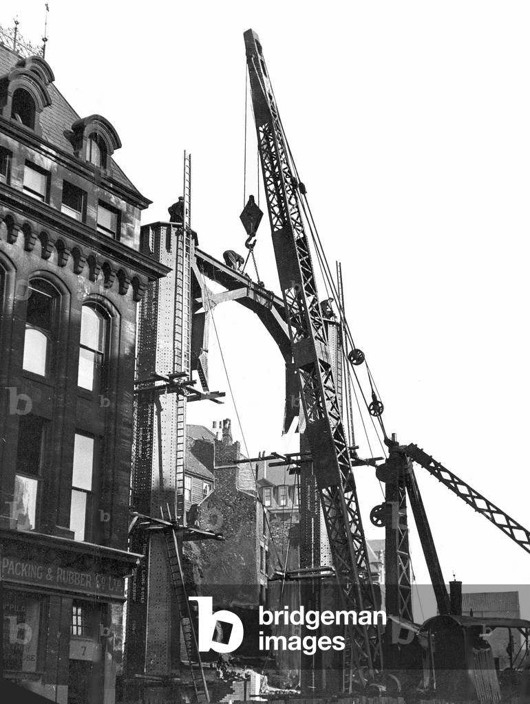 The Tyne Bridge, Newcastle seen here during it's construction, 1920 (b/w photo)