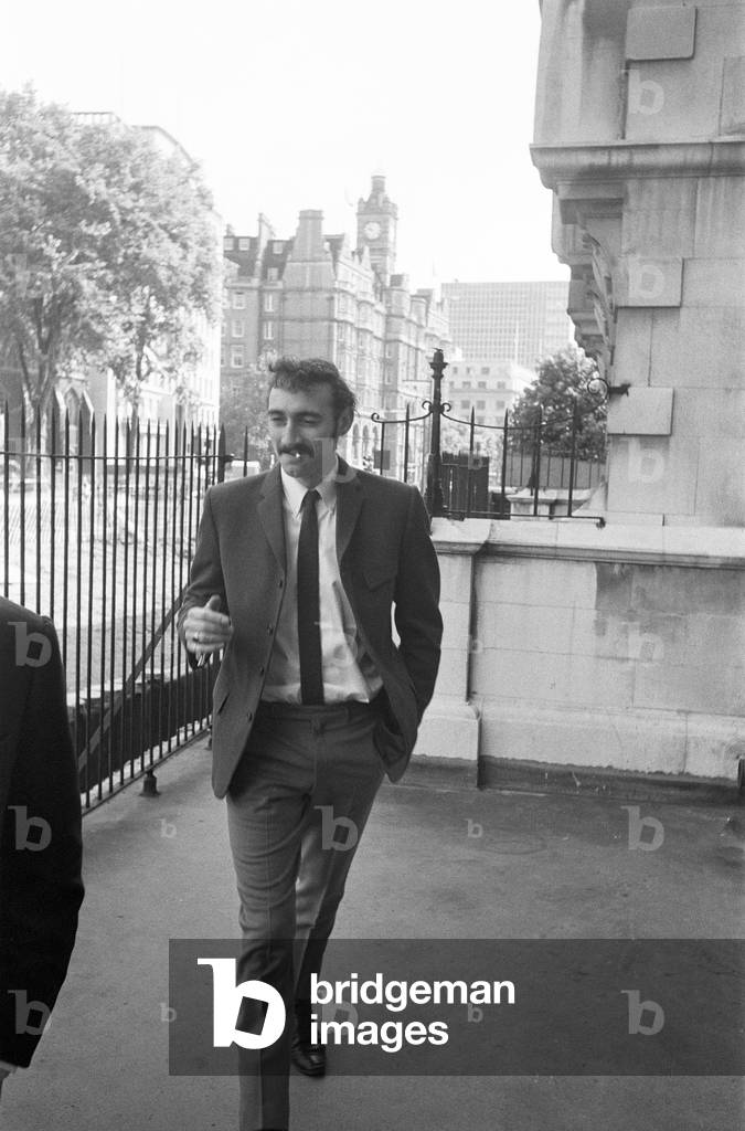 At Marylebone Police Court today Donovan Leitch and his musical director Dave Mills (known as Gypsy Dave) were fined £250 each on drug charges. Pictured: Gypsy Dave. 28th July 1966 (b/w photo)