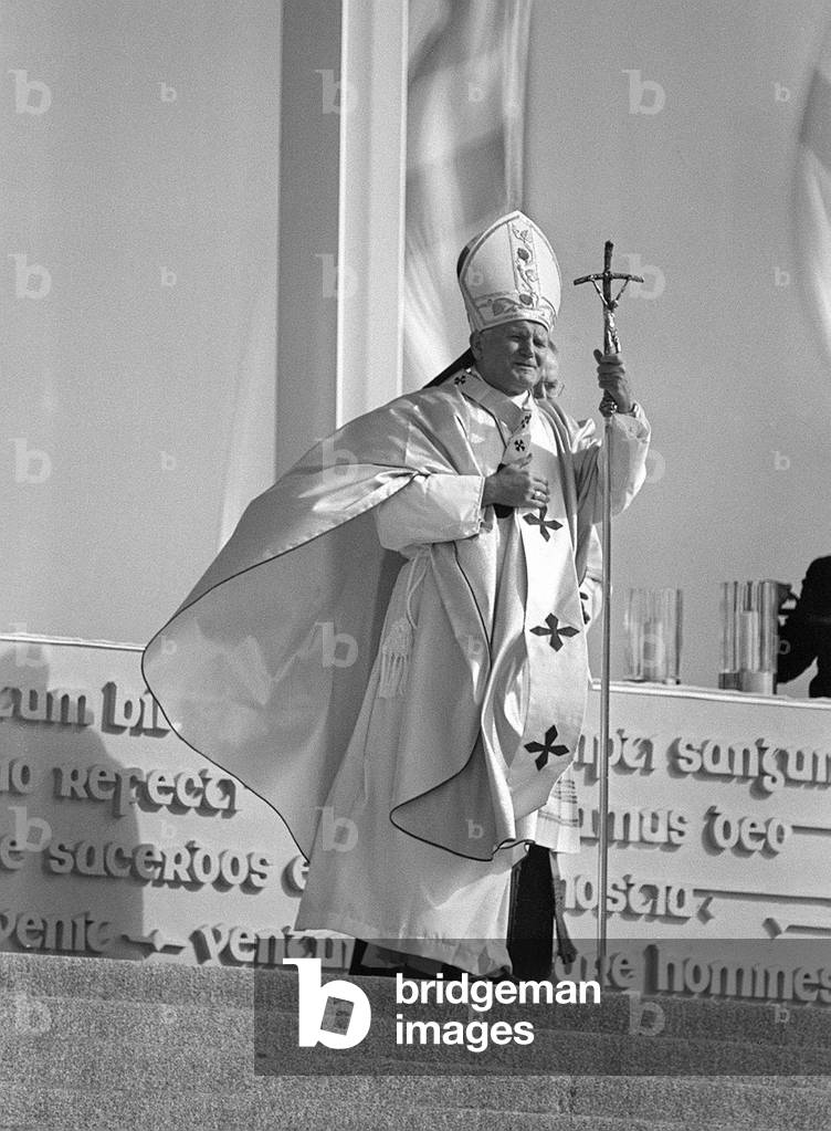 Pope John Paul II during his visit to Ireland, 1979 (b/w photo)
