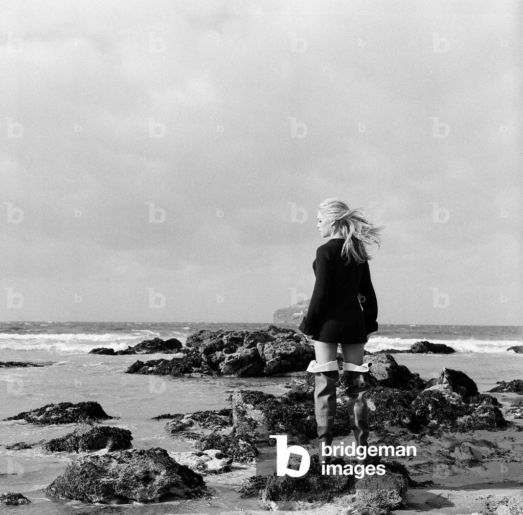 Brigitte Bardot in Scotland, 1966 (b/w photo)