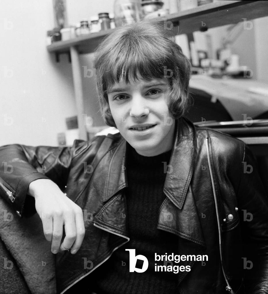 Rock musician and producer Peter Frampton at home. 14th January 1968 (b/w photo)