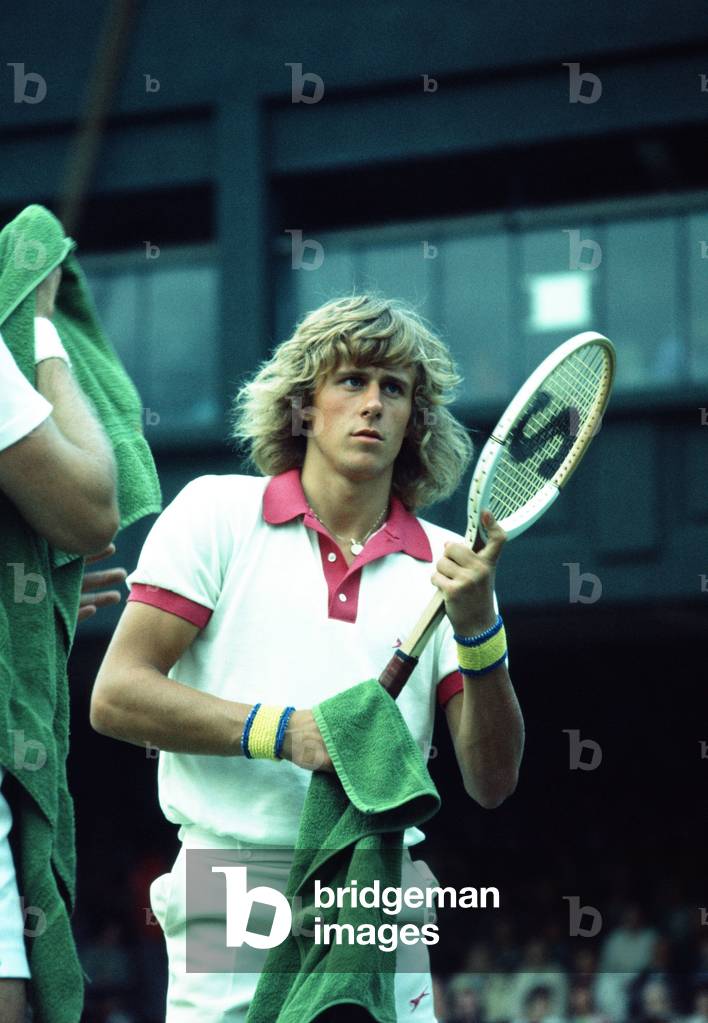 Bjorn Borg and Ove Bengtson at Wimbledon 1974 (b/w photo)