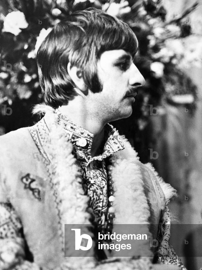 Beatles drummer Ringo Starr. September 1967 (b/w photo)