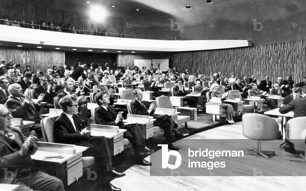 Newcastle Civic Centre, a local government building located in the Haymarket area of Newcastle upon Tyne, England. 3rd July 1968. Pictured, Opening Ceremony of new council chamber of the Civic Centre.