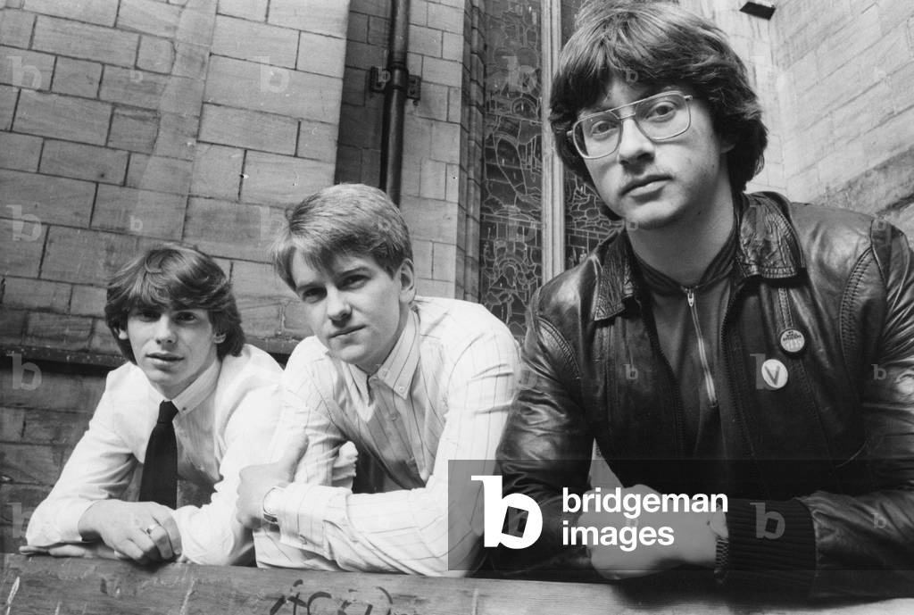 Local band Cagesplay (left to right) Ron Bell, Ray Craig and Ian Faircloth 18 March 1982 (b/w photo)