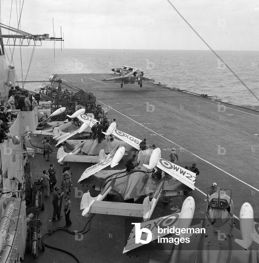 Ships Royal Navy Aircraft Carrier HMS Victorious, August 1959 (b/w photo)
