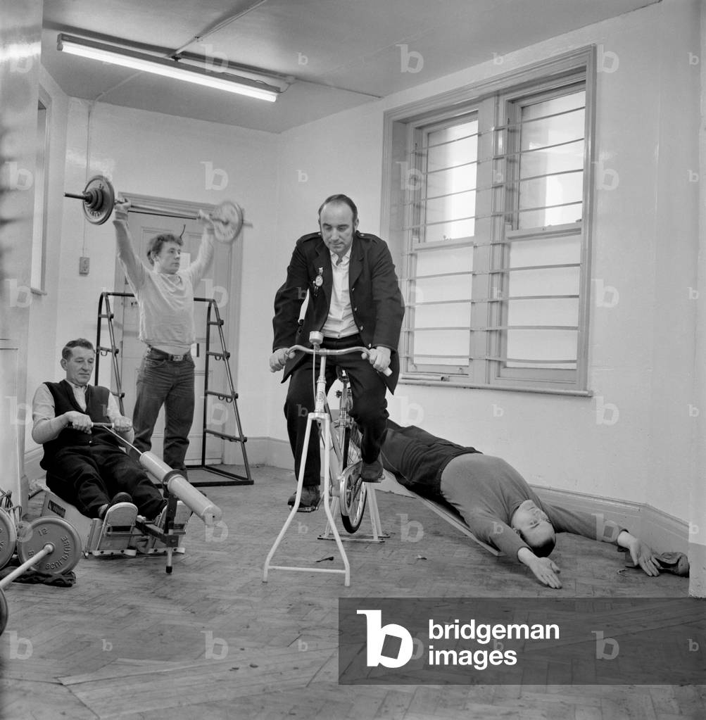 Health and Fitness. Workers of South Shields bus depot working out in the company gymnasium. December 1969
