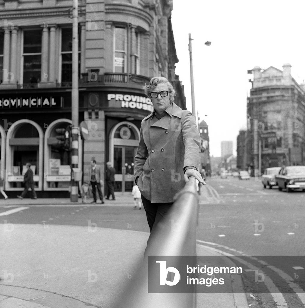 Actor Michael Caine on Westgate Road, Newcastle on 27th July 1970, taking time out from filming Get Carter.