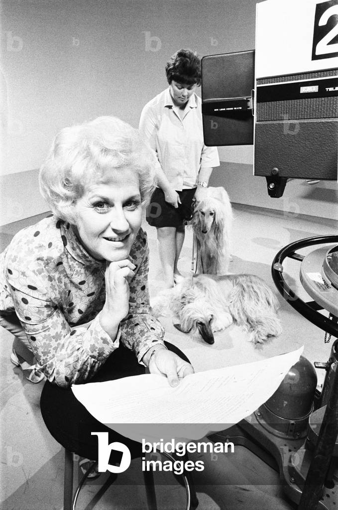 Jean Morton on the set of Women Today at the ATV studios in the Midlands. 14th August 1970 (b/w photo)