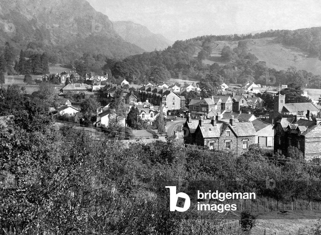 Lake District - The view of Coniston Village taken form the old railway station 22 October 1965 (b/w photo)