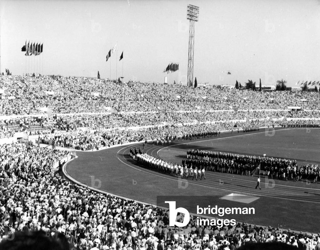 Opening Ceremony of the Rome Olympic Games August 1960 (b/w photo)