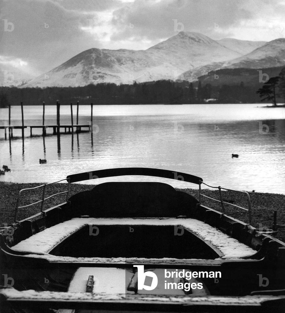 Lake District - Derwentwater - The Boat Station 28 January 1965 (b/w photo)