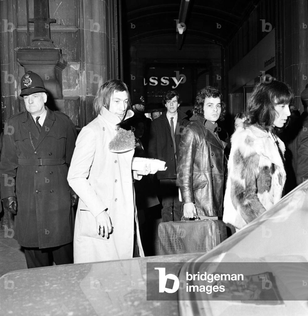 The Rolling Stones on stage of Newcastle City Hall on Thursday 4/3/1971 for the first concert of their Tour of England. March 1971 (b/w photo)