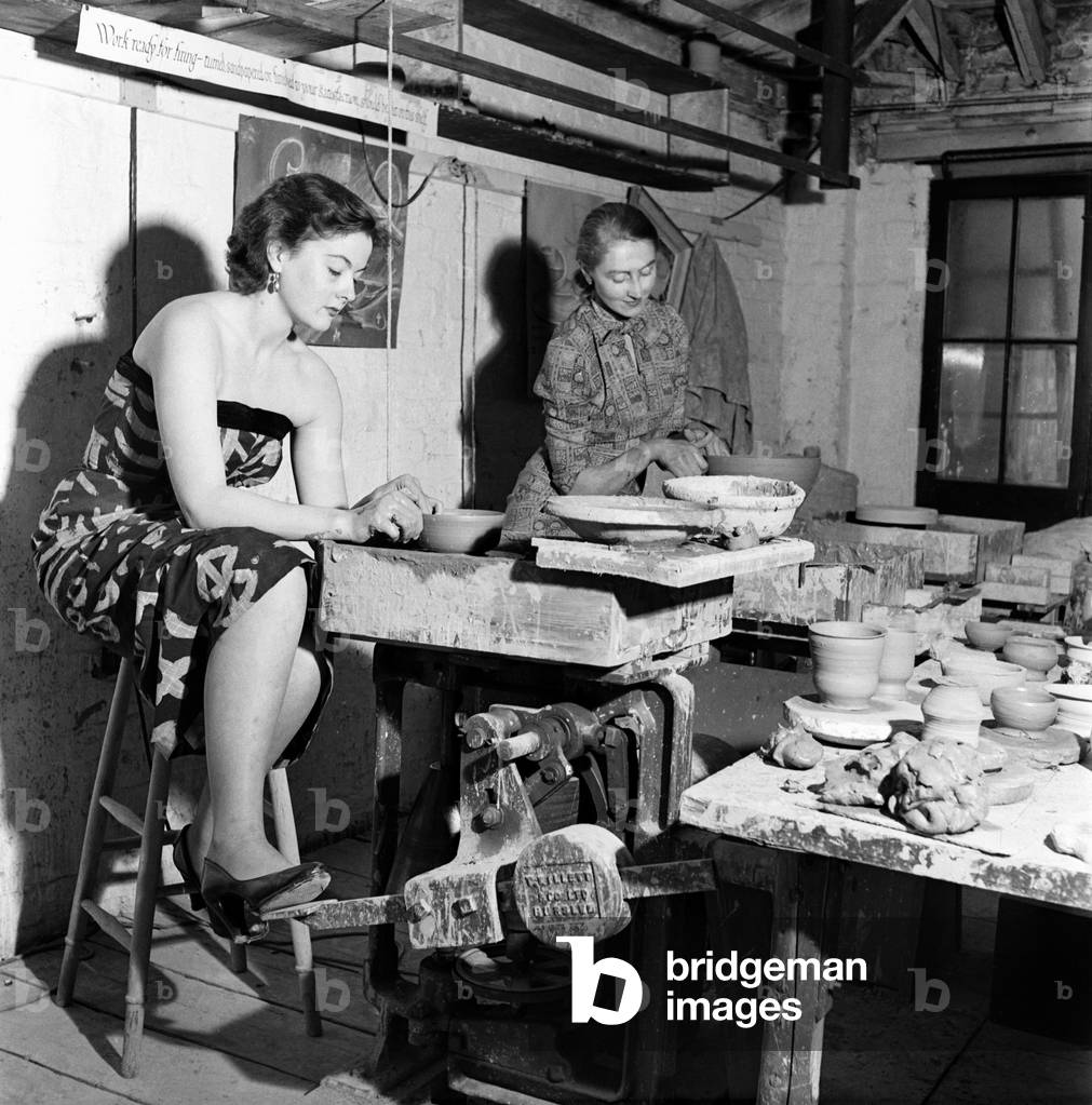 One of the pottters wheels at David Rawnsley's Chelsea Studio. September 1952 C4513