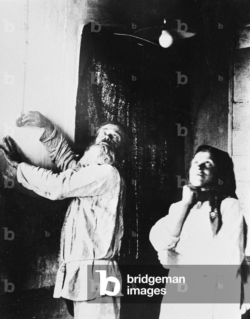 Post Russian Revolution. First Electric lamp in village. October 1928 (b/w photo)